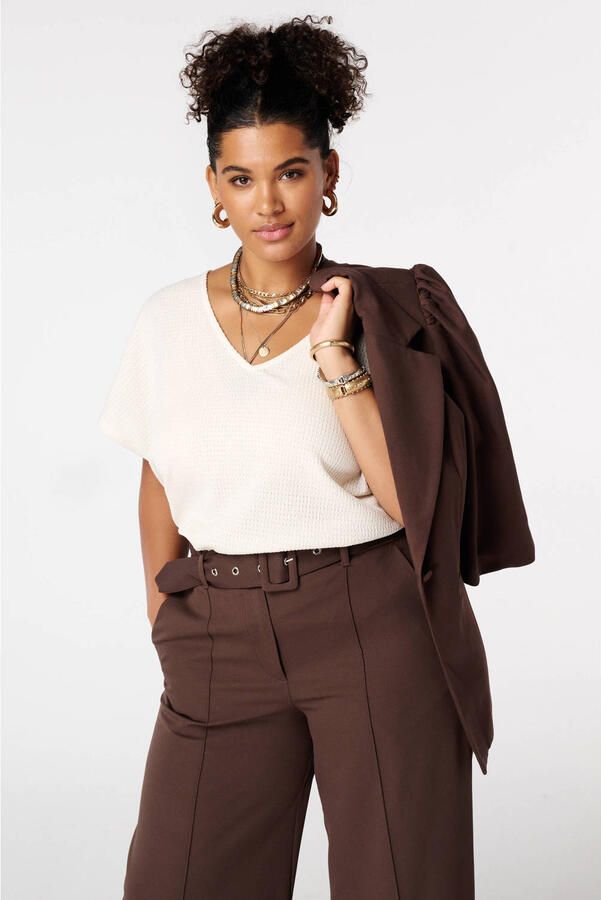 MS Mode top met textuur ecru
