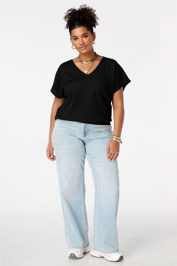 MS Mode top met textuur zwart - Foto 3