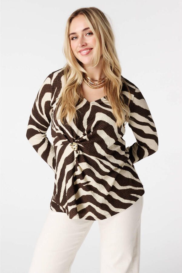 MS Mode top met zebraprint donkerbruin
