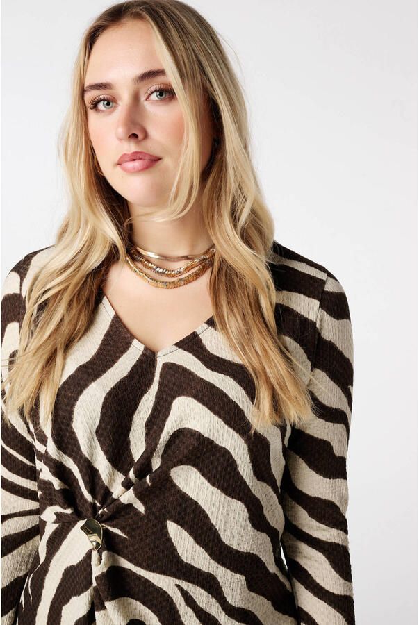 MS Mode top met zebraprint donkerbruin - Foto 2