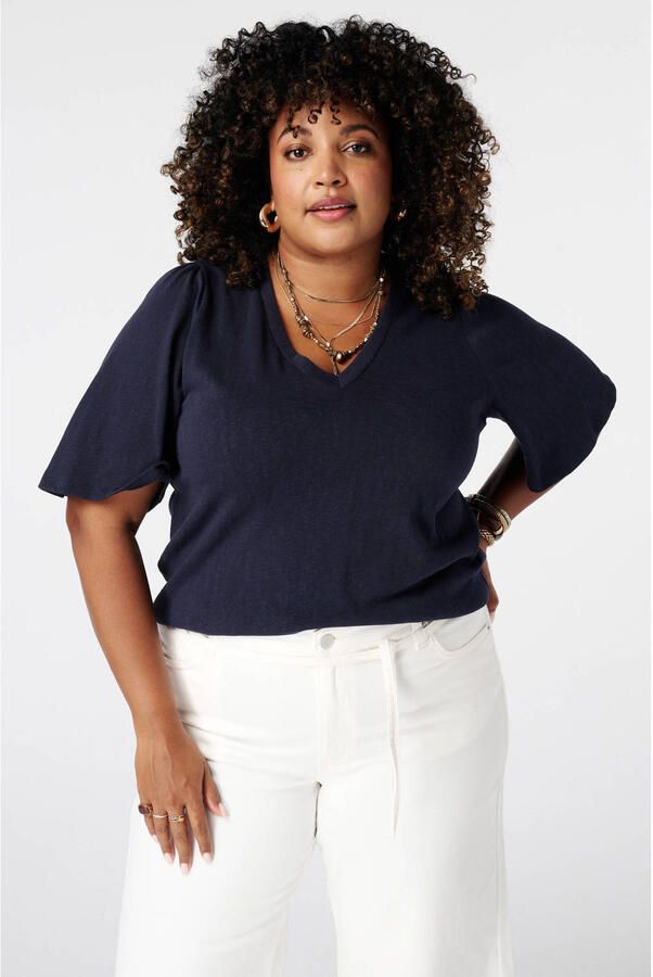 MS Mode top Plus Size donkerblauw