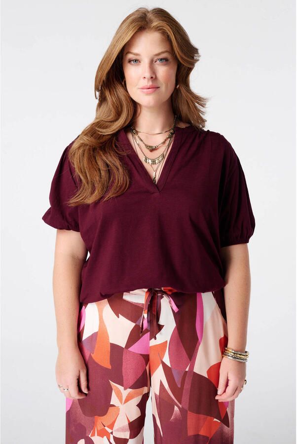 MS Mode top Plus Size donkerrood