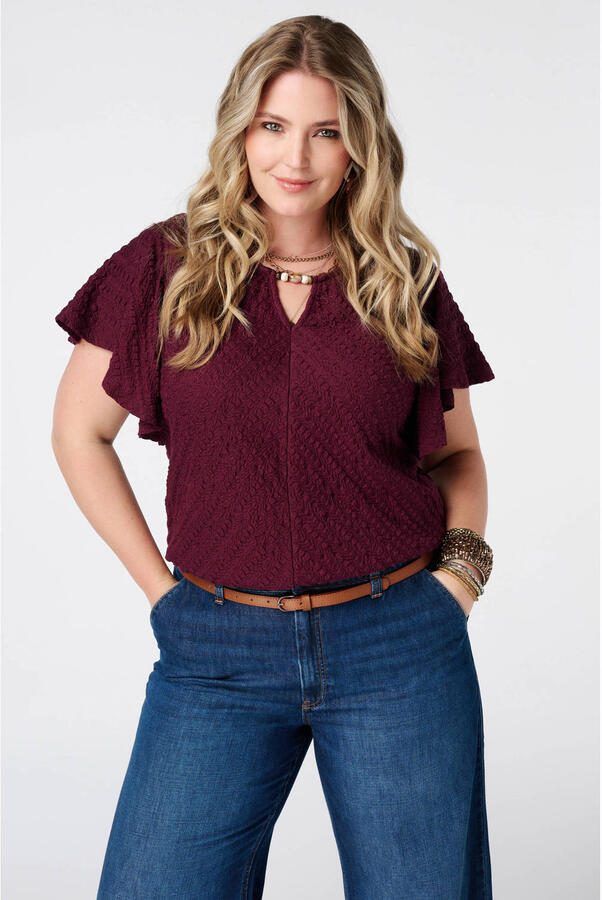 MS Mode top Plus Size donkerrood