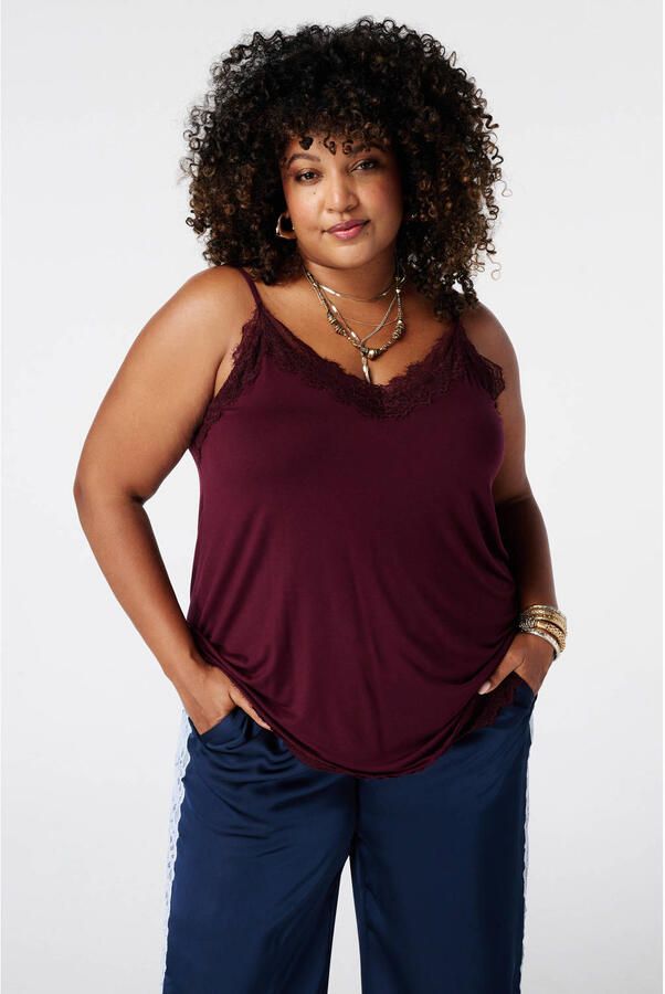 MS Mode top Plus Size donkerrood