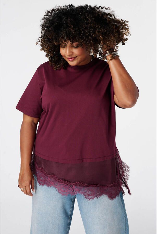 MS Mode top Plus Size donkerrood