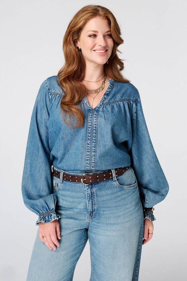 MS Mode top Plus Size mediumblauw