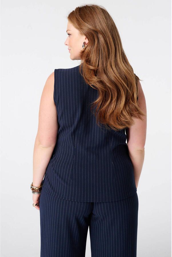MS Mode top Plus Size met krijtstreep blauw - Foto 2