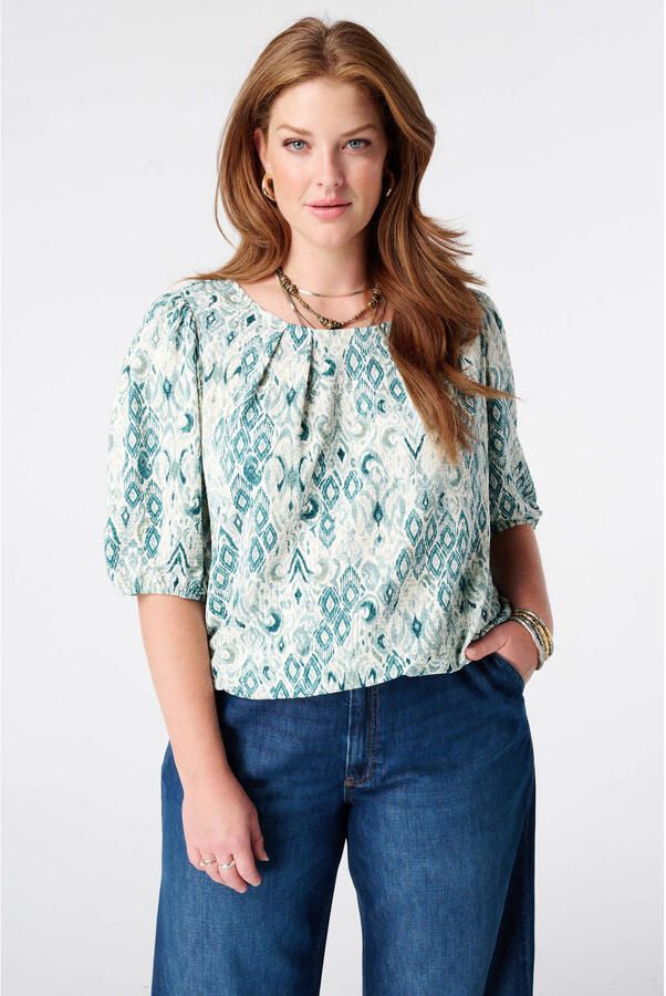 MS Mode top Plus Size met print groen