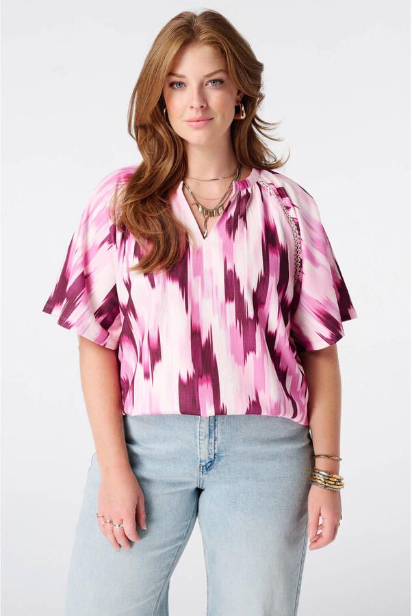 MS Mode top Plus Size met print roze