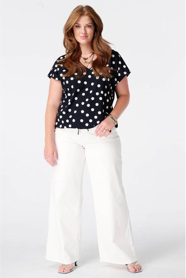 MS Mode top Plus Size met stippen blauw - Foto 2