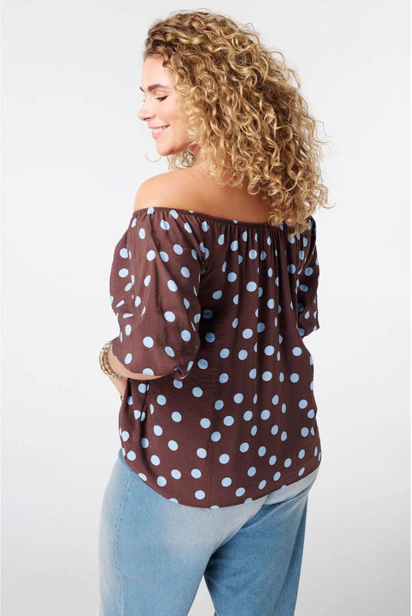 MS Mode top Plus Size met stippen bruin - Foto 3