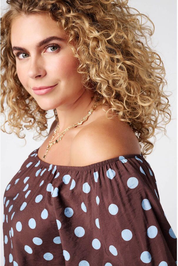 MS Mode top Plus Size met stippen bruin - Foto 2