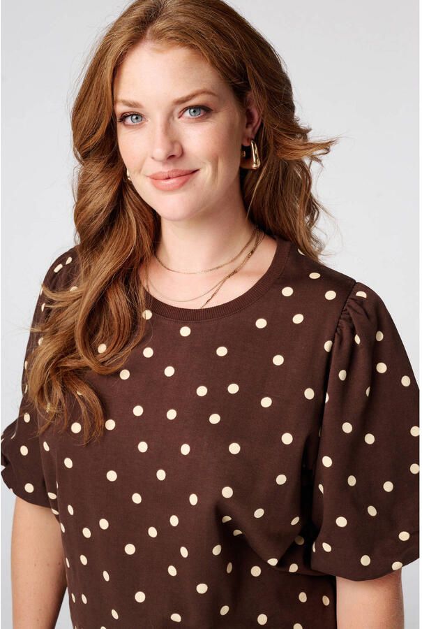 MS Mode top Plus Size met stippen bruin - Foto 2