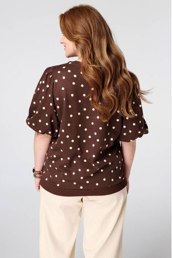 MS Mode top Plus Size met stippen bruin - Foto 3