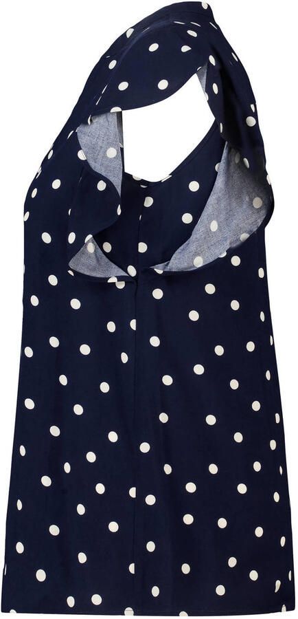 MS Mode top Plus Size met stippen en ruches donkerblauw - Foto 3