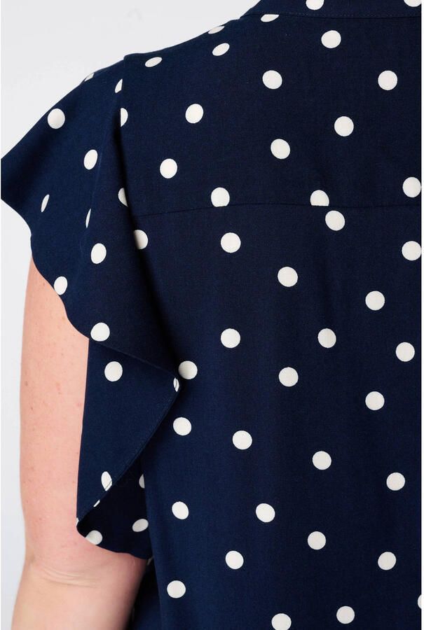 MS Mode top Plus Size met stippen en ruches donkerblauw - Foto 2