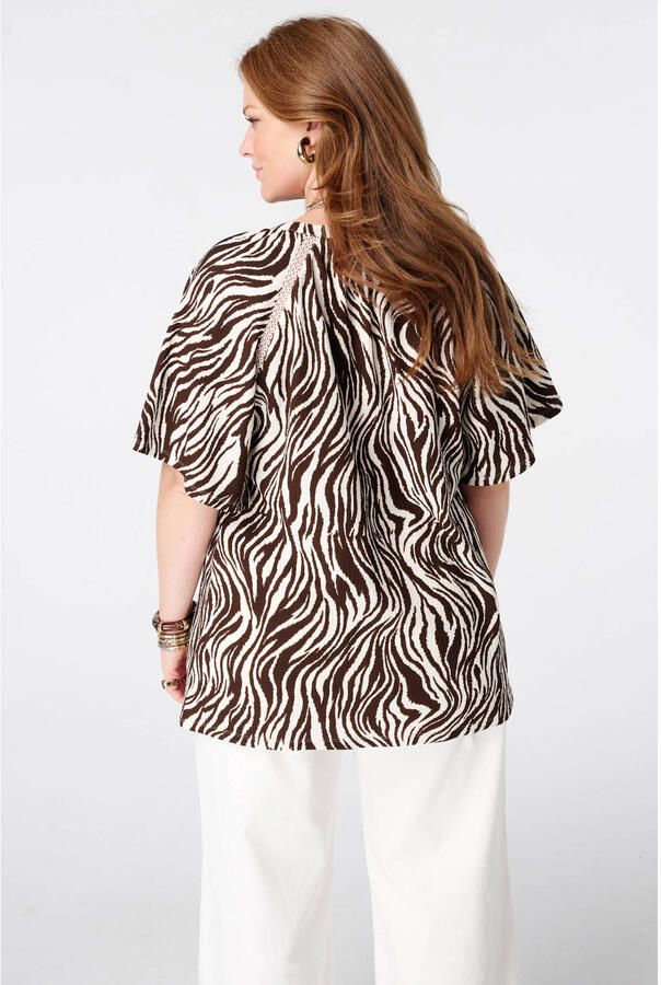 MS Mode top Plus Size met zebraprint bruin - Foto 3