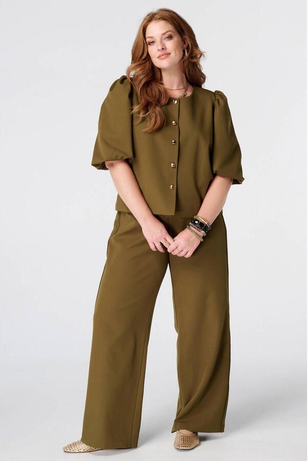 MS Mode top Plus Size olijfgroen