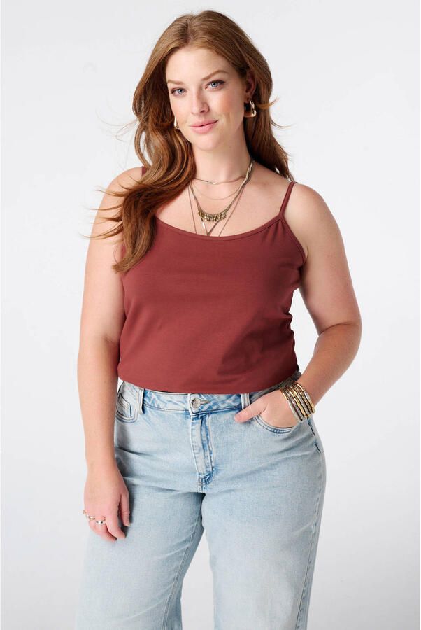 MS Mode top Plus Size roodbruin