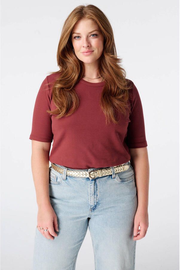 MS Mode top Plus Size roodbruin