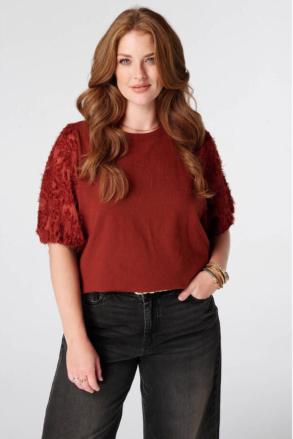 MS Mode top Plus Size roodbruin