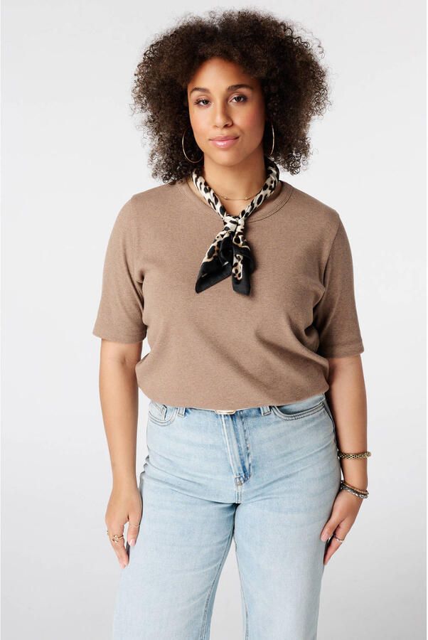 MS Mode top Plus Size taupe