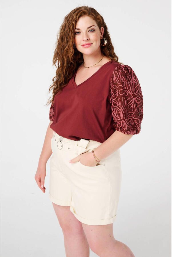 MS Mode top rood broderie