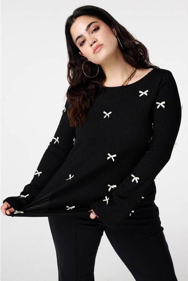MS Mode top zwart flared mouwen
