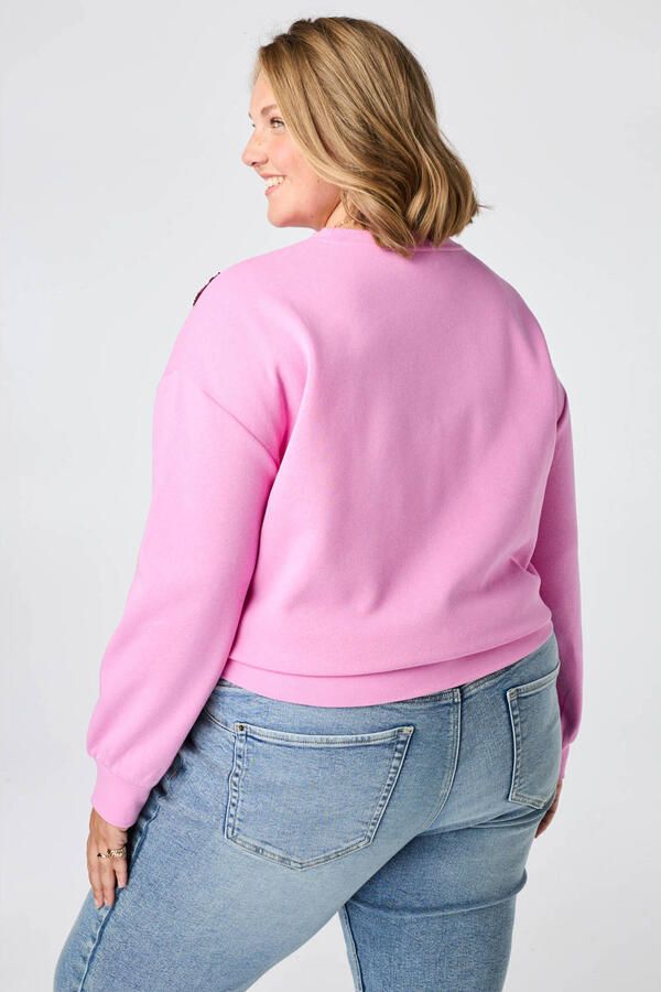 MS Mode trui met borduursels Plus Size roze - Foto 2