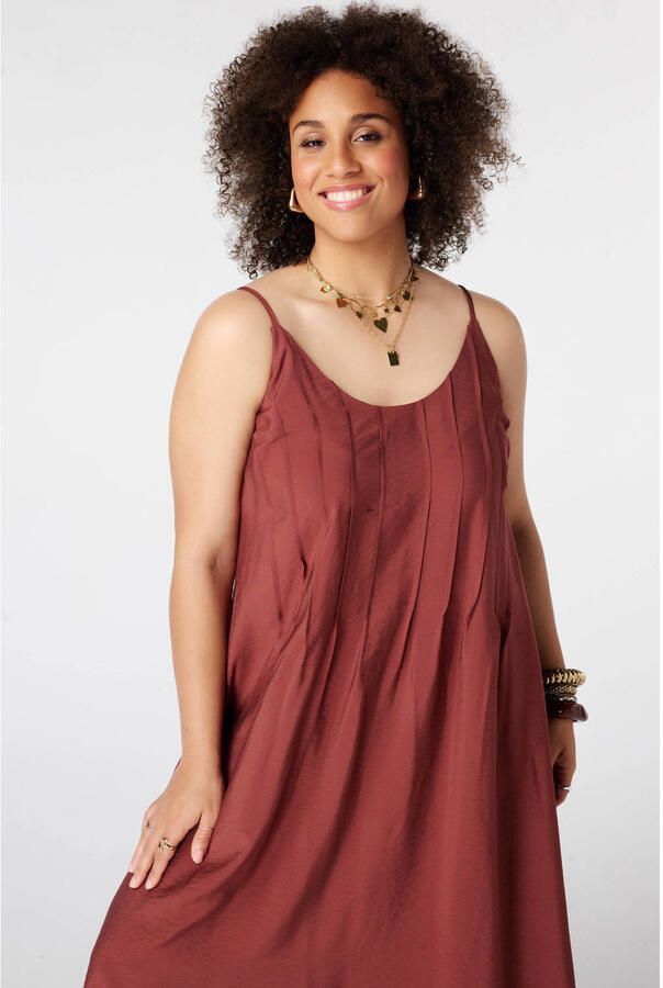 MS Mode viscose maxi jurk Plus Size donkerrood