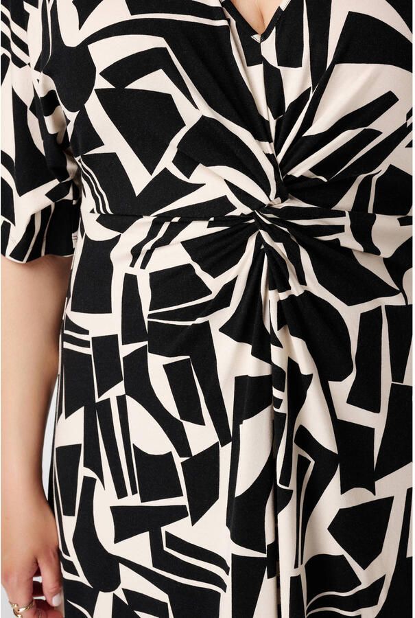 MS Mode viscose maxi jurk Plus Size met print en split zwart