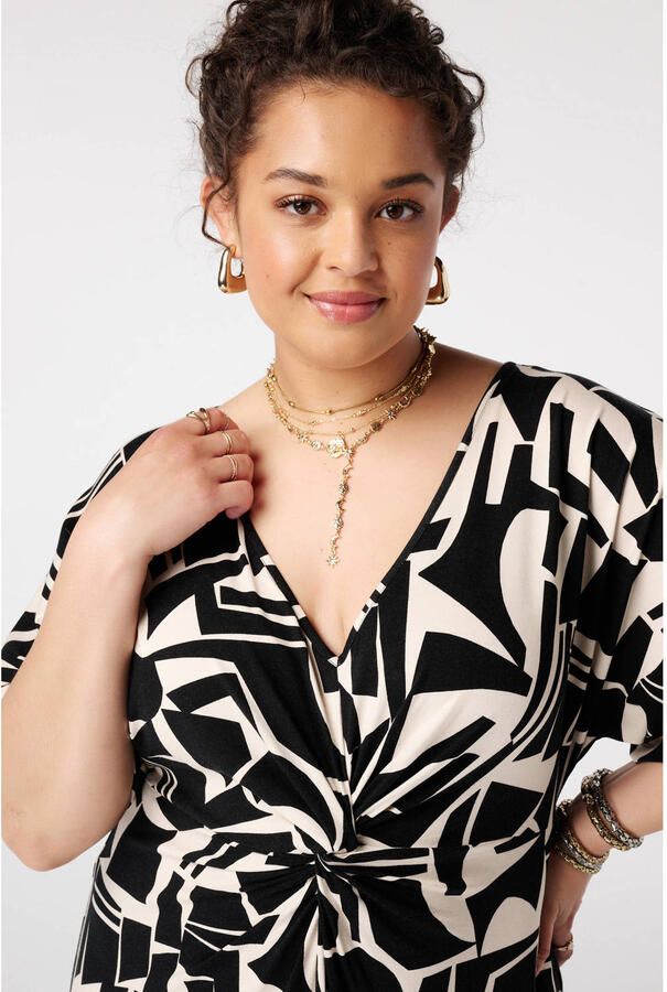 MS Mode viscose maxi jurk Plus Size met print en split zwart - Foto 2