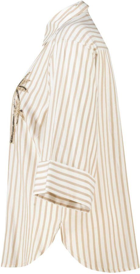 MS Mode viscose rechtvallend gestreepte blouse met borduursels Plus Size beige - Foto 3