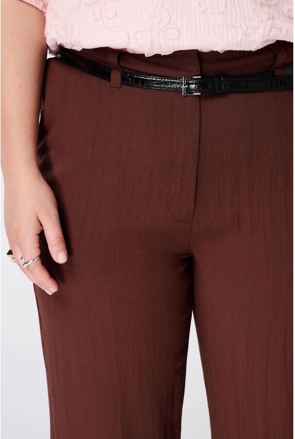 MS Mode viscose straight leg broek Plus Size met ceintuur bruin - Foto 2