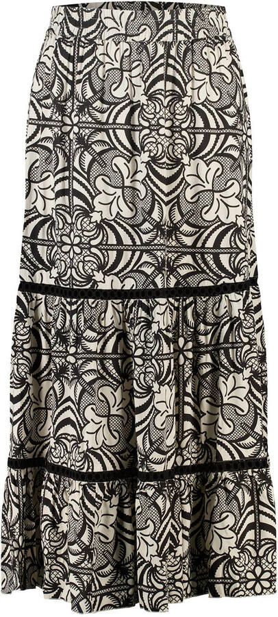MS Mode viscose uitlopend midi rok Plus Size met print zwart - Foto 3