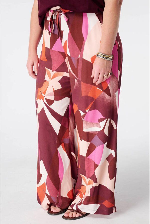 MS Mode viscose wide leg broek Plus Size met print meerkleurig