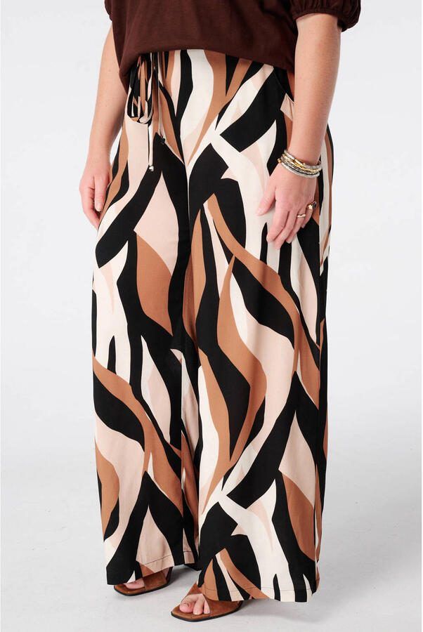 MS Mode viscose wide leg broek Plus Size met print meerkleurig