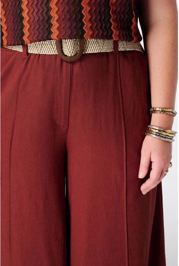 MS Mode wide leg broek met ceintuur en linnen Plus Size roodbruin - Foto 2