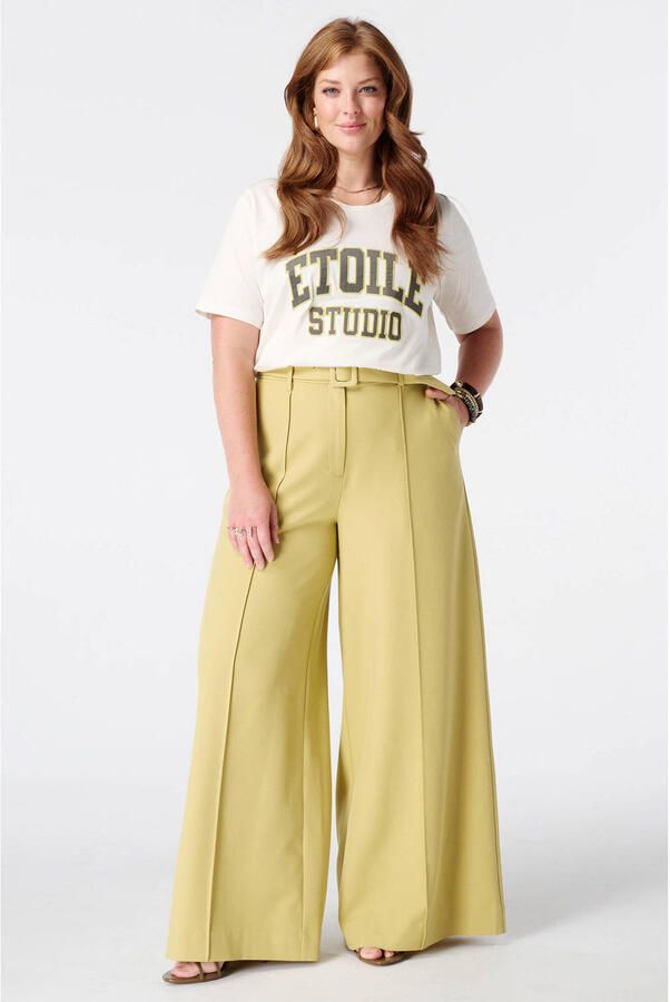MS Mode wide leg broek met ceintuur Plus Size limegroen - Foto 3