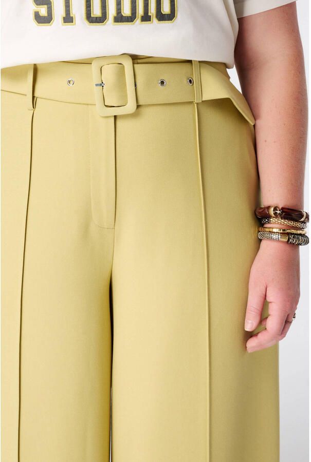 MS Mode wide leg broek met ceintuur Plus Size limegroen - Foto 2