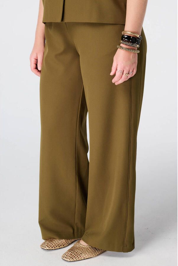 MS Mode wide leg broek Plus Size olijfgroen