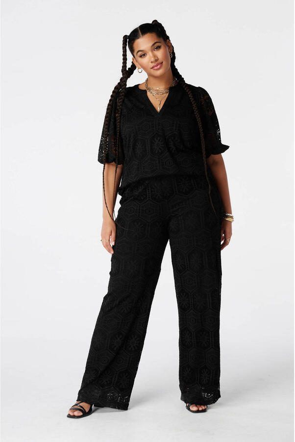 MS Mode wide leg broek Plus Size zwart