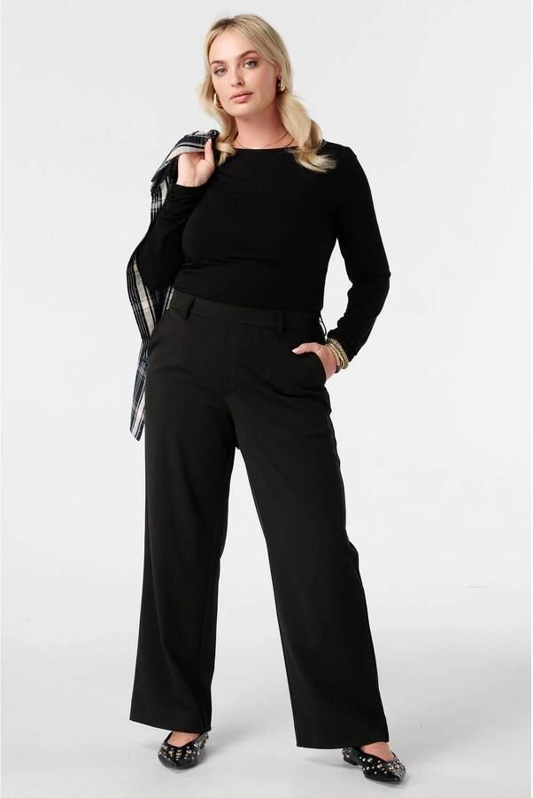 MS Mode wide leg broek zwart