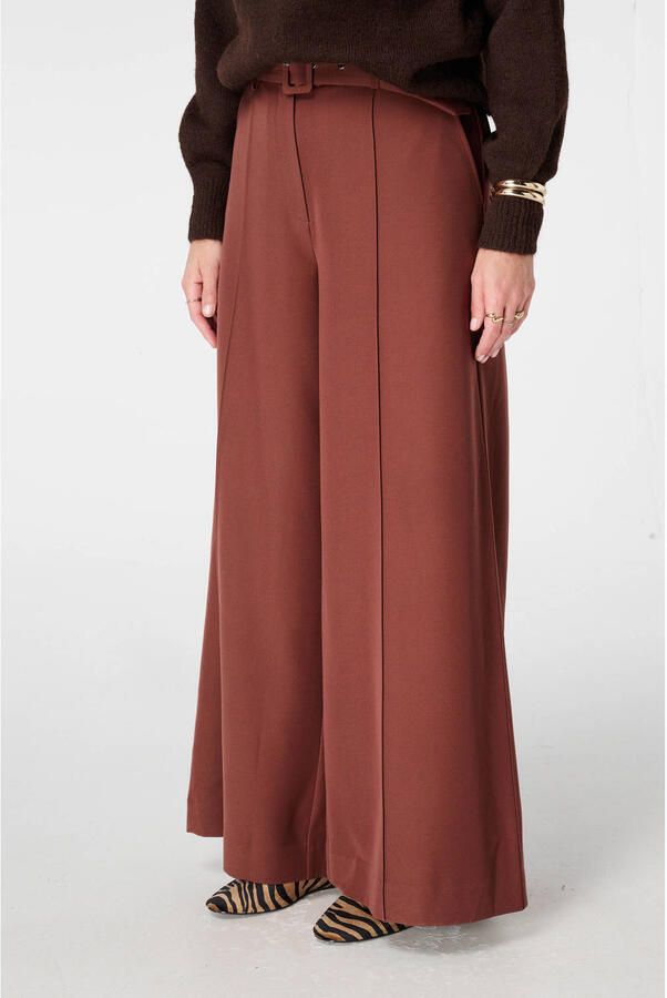MS Mode wide leg high waist broek bruin
