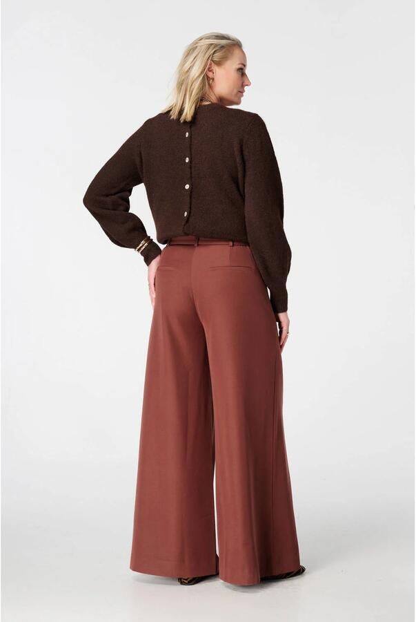 MS Mode wide leg high waist broek bruin - Foto 2