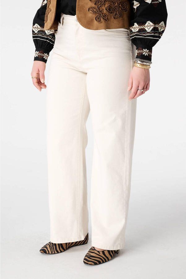 MS Mode wide leg high waist broek ecru