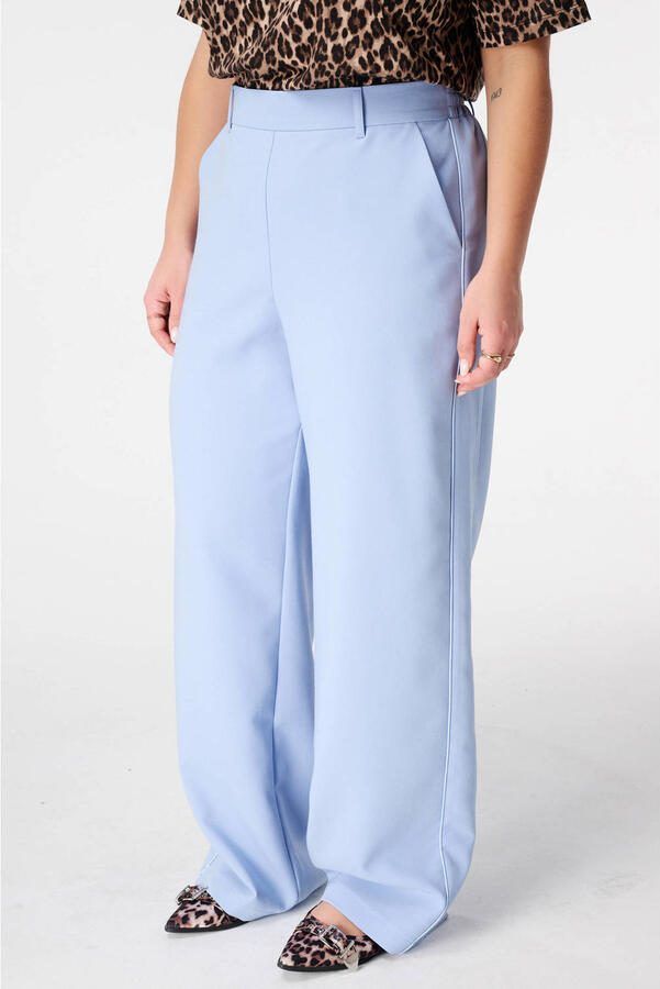 MS Mode wide leg high waist broek lichtblauw