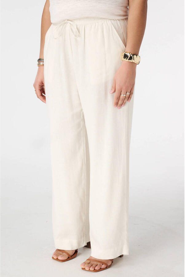 MS Mode wide leg high waist broek met linnen