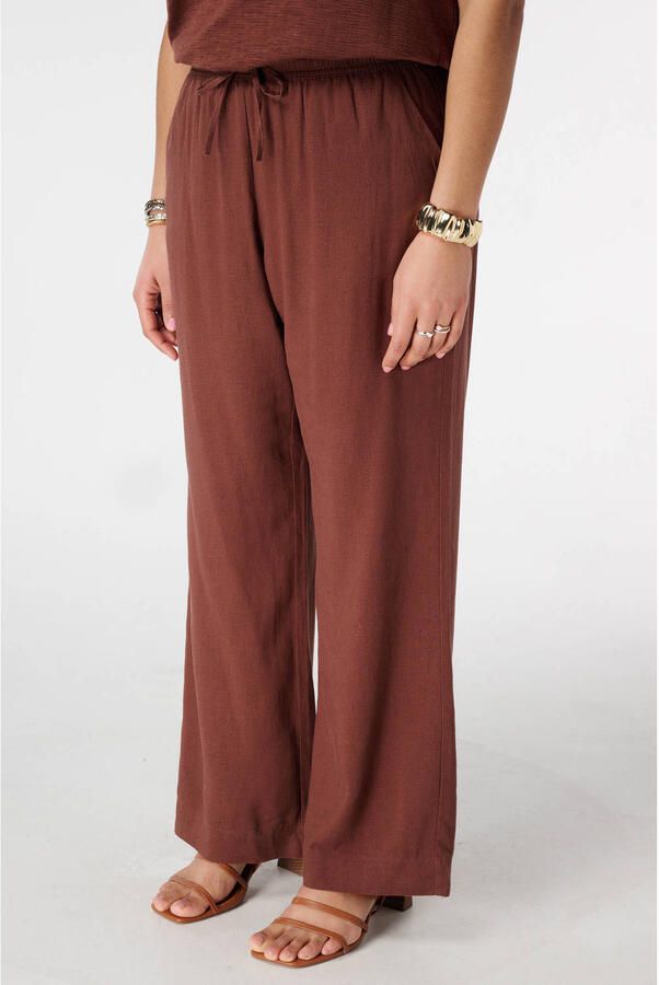 MS Mode wide leg high waist broek met linnen