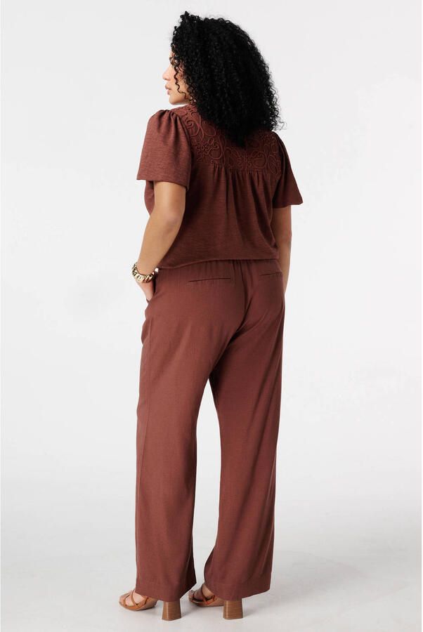 MS Mode wide leg high waist broek met linnen - Foto 3